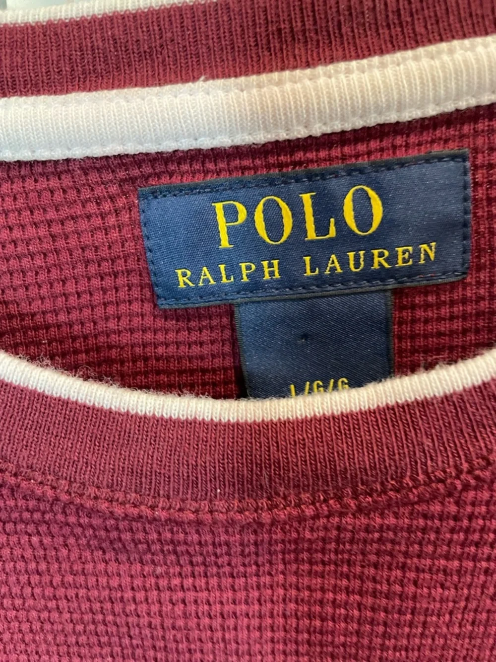 Polo Ralph Lauren Men’s Lg waffle knit Burgundy Long sleeve thermal pony Shirt